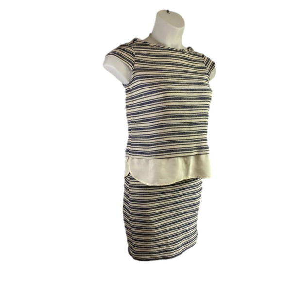 Ann Taylor 2PC Boatneck Blue & Ivory Top SZ XXS With Matching Skirt 2P SKU0642 - Picture 4 of 17